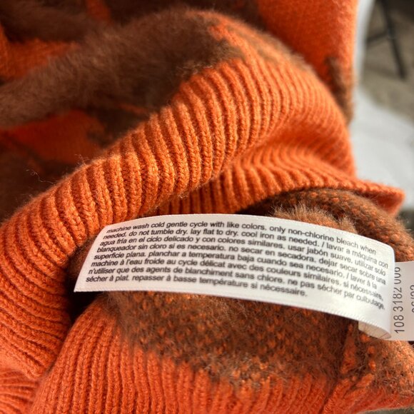 ELOGUII Intarsia Sweater size 18/20 orange brown Mock Neck - Picture 5 of 9